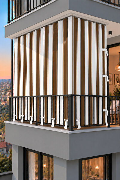 ALTINPAMUK Balcony Curtain Enxboy Optional Lace-Up Balcony Tarpaulin Brown Wh...