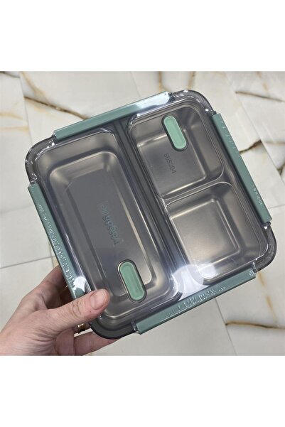 Vagonlife Vagon Çelik Hazneli Kare Yemek Taşıma Kabı Yeşil BL50350-3
