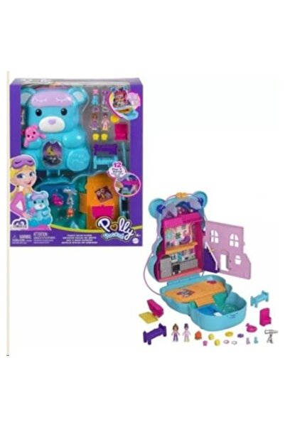 mattel Polly Pocket Teddy Bear Kompakt Çanta, 2 Mikro Bebek, 16 Aksesuar