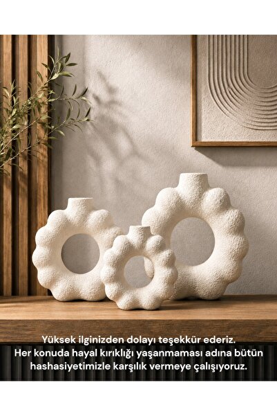 MERAM PRİNT Halka Vazo Seti 3 Lü Bohem de Yeni Form İskandinav Tarzı Değil Me...