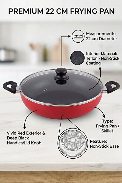 MISTERCOOK مقلاة ميستر كوك، 1153/22C، 22 سم، غير لاصقة، مع غطاء، اختيار ممتاز...