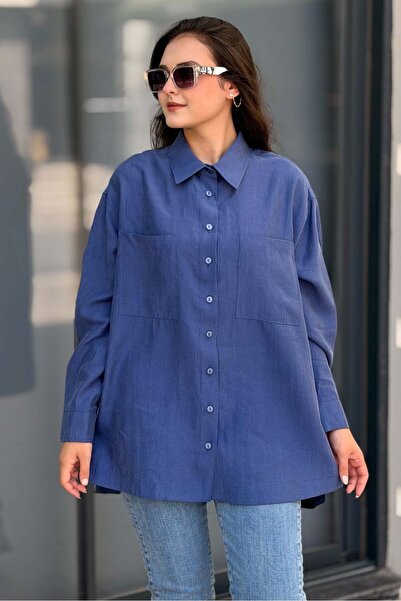 Mahal Miya Çift Cepli Oversize Gömlek