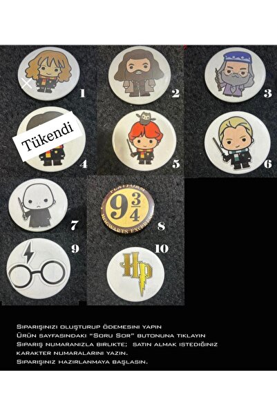 MERLINS OTO Harry Potter Seçmeli 5 adet Metal Rozet | Büyücülük Dünyası Çanta...