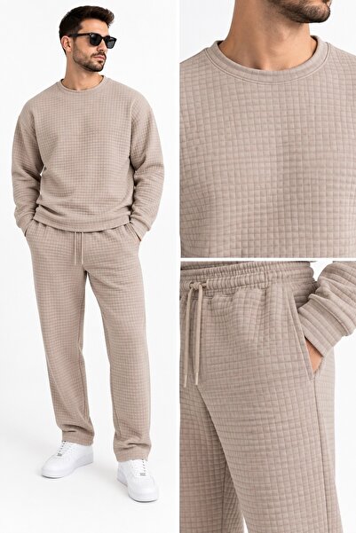 WENMİNG Erkek Eşofman Takımı Mevsimlik Sweatshirt Baggy - Regular Sıfır Yaka