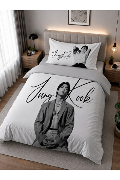 hediyevita Gift Duvet Cover Bts Group Jungkook Themed Single Duvet Cover Set