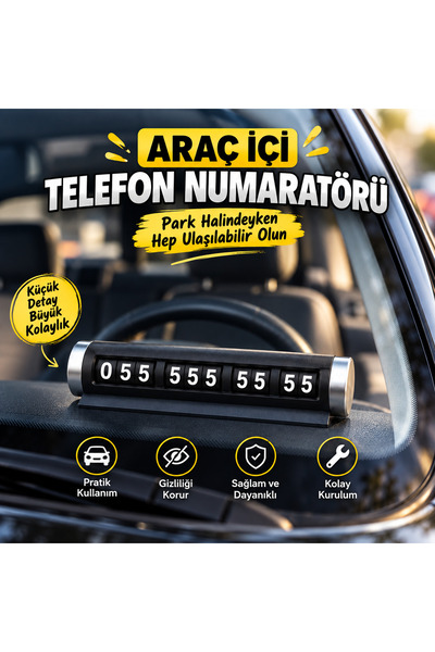Genel Markalar Metal Kasa- Numara Çevirmeli Araç İçi Telefon Numaratörü - Siyah
