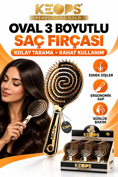 Trendhane 3 Boyutlu Oval Saç Fırçası Esnek Spiral Tasarımlı