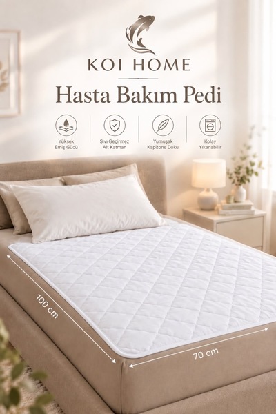 Koi Home Washable 70X100 cm White Patient Care Underpad, Liquid-Proof Quilted...