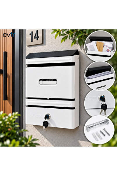 EVİMİST Metal Posta Kutusu - Çok Amaçlı - Mandallı Kilitli ve 2 Anahtarlı - D...