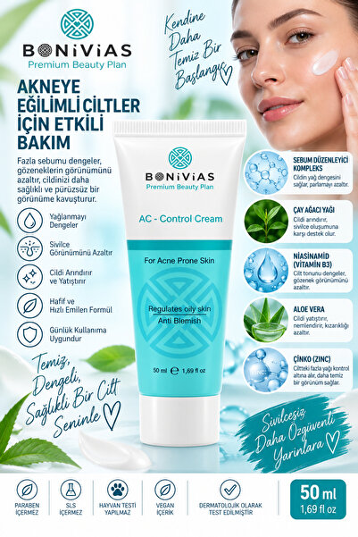 BONİVİAS Acne-Control Acne-Prone Skin and Sebum Regulating Cream