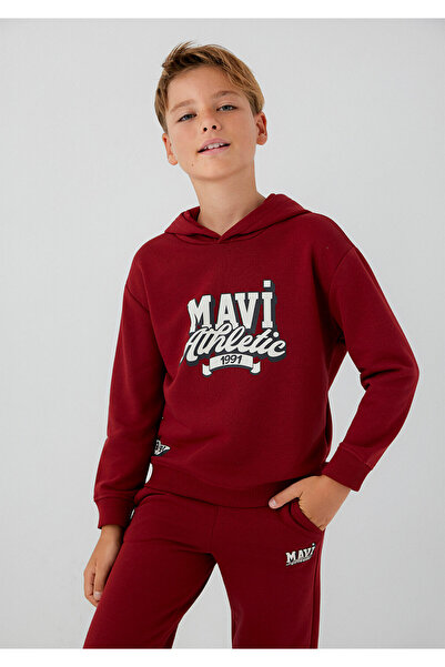 Mavi Kapüşonlu Kırmızı Sweatshirt 6S10210-84022