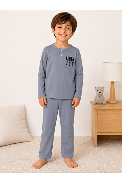 LUESS Erkek Çocuk %100 Pamuk İnterlok Uzun Kollu Pijama Takımı – Cool Ayıcık ...