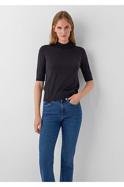 Mavi Yarı Dik Yaka Siyah Triko Slim Fit / Dar Kesim 1711007-900
