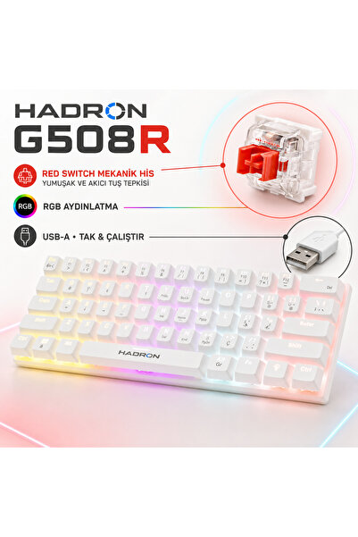 HADRON G508R Mekanik Gaming Mini Klavye Red Switch RGB 61 Tuş Beyaz