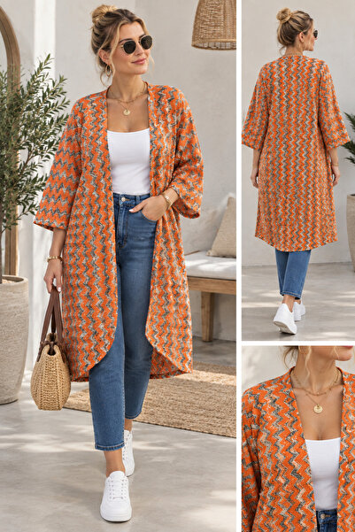 Pinkimaj Etnik desen kimono model salaş pareo yaz-kış kombinlenir
