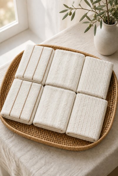 Casnack Seher 6-Piece Kitchen and Hand & Face Towel Set 30x50 cm