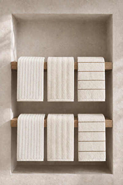 Casnack Seher 6-Piece Kitchen and Hand & Face Towel Set 30x50 cm