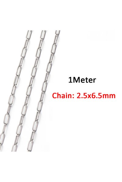 Choice Round-2.5x6.5-Steel 1Meter Stainless Steel Chains for Bracelet Necklac...