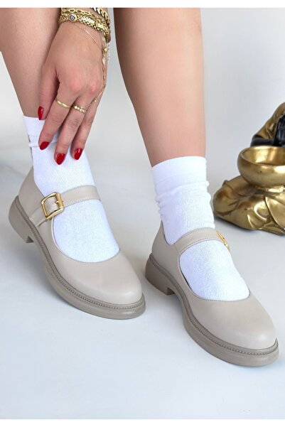 ALFA AKSESUAR 03 Yokox Beige Skin Oxford Shoes