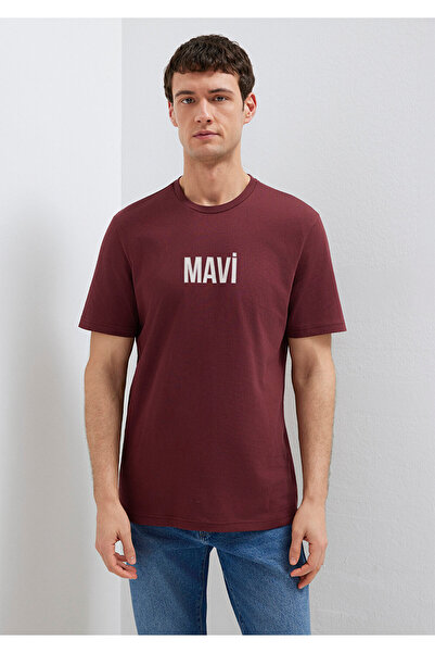 Mavi Logo-bedrucktes weinrotes T-Shirt mit normaler Passform 0613186-70396