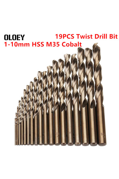 Choice 19PCS 1-10mm HSS M35 Cobalt Twist Drill Bit Set for Metal Alluminum Wo...