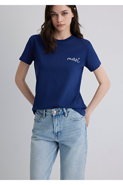 Mavi Tricou albastru închis cu logo imprimat, croială semi-slim 1612962-70722