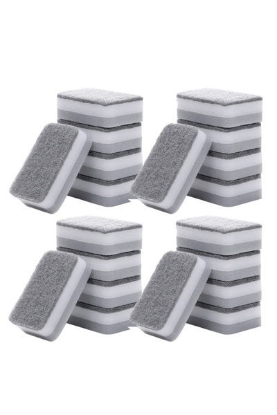 choice2 20pcs 5/30PCS Home Double-sided Sponge Wipe Gray Dirt-resistant Scour...