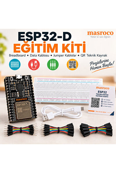 ESP ESP32-D DevKitC V4 38 Pin Eğitim Kiti (Lehimli, Siyah PCB)