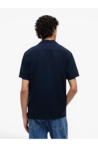 Tommy Hilfiger TJM REG LINEN BLEND CAMP SS EXT Erkek Mavi KK Gömlek - DM0DM23058