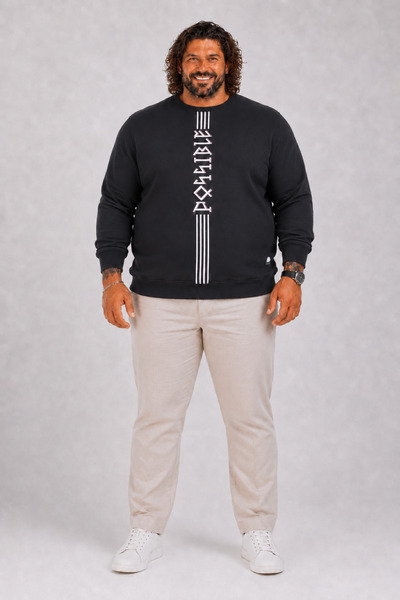 MocGrande Large Size Crew Neck 3Ip Sweat Possible 25719 Navy Blue