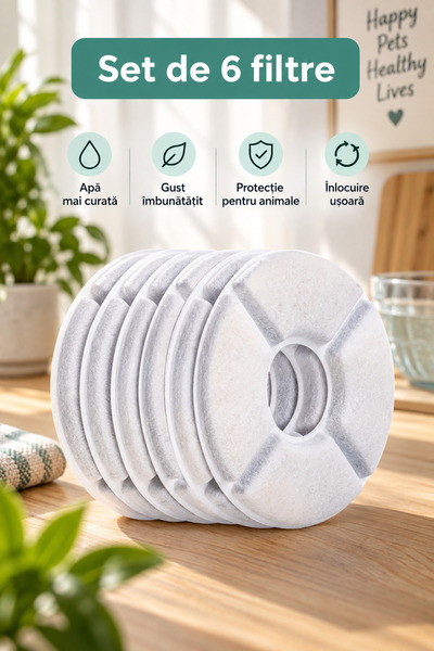 Elindor Set 6 Filtre de Rezervă Elindor® pentru Fântâni de Apă pentru Animale...