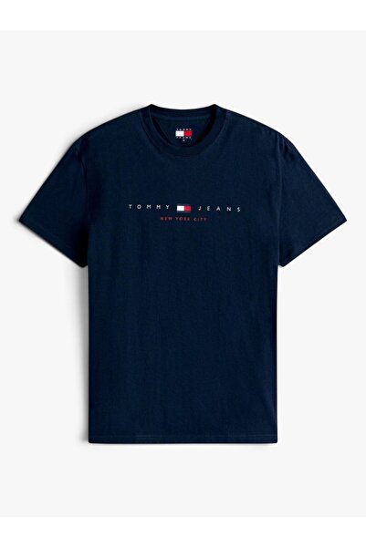 Tommy Hilfiger Tommy Jeans TJM REG FLAG LINEAR SS TEE EXT Erkek Mavi T-shirt ...