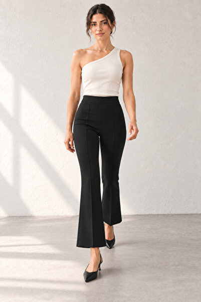 FAARKCOLLECTİON Premium Power Lycra Stretch High Waist Flare Cut Trousers