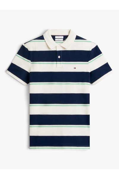 Tommy Hilfiger VARIED ROADMAP STRIPE REG POLO Erkek Mavi T-Shirt - MW0MW44325