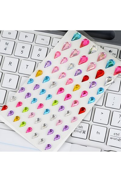 Choice3 ملصقات وجه لامعة على شكل قطرة ماء ونجمة وقلب، مقاس 13×8×1 سم، مرصعة ب...