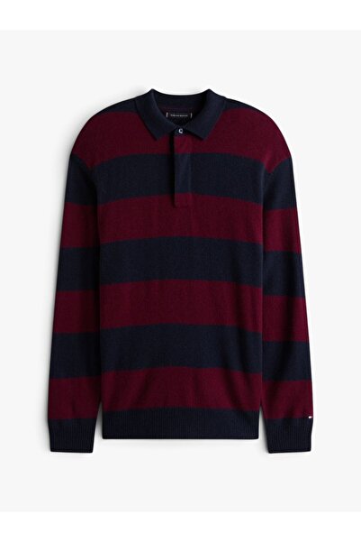Tommy Hilfiger DC KNITTED RUGBY Erkek Mavi Kazak - MW0MW40855