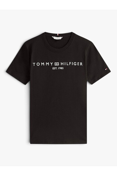 Tommy Hilfiger REG CORP LOGO C-NK SS Kadın Siyah Badi WW0WW40276BDS