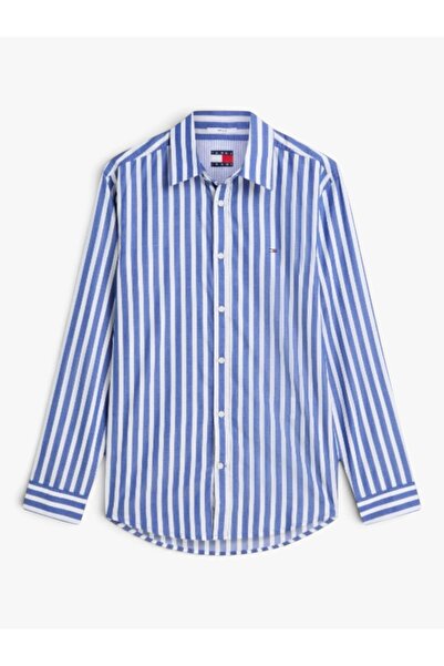 Tommy Hilfiger TJM REG POPLIN PATTERN SHIRT Erkek Mavi Gömlek - DM0DM23414