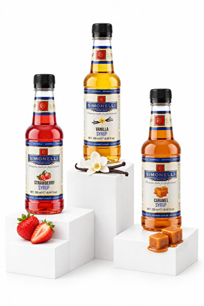 Simonelli 3'lü Kahve ve Kokteyl Şurubu Seti 250 ml (3x250 ml) - Karamel, Vani...