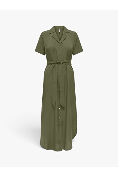 ONLY ONLNOVA LIFE ELITE IZI SHIRT DRESS SOLID Kadın Yeşil Elbise - 15331928