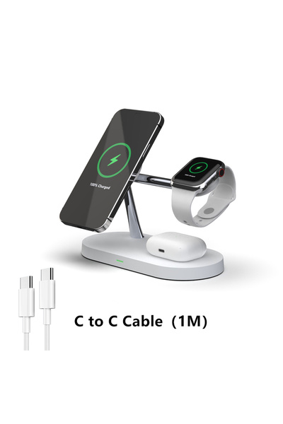 Choice حامل شاحن لاسلكي أبيض 3 في 1 لأجهزة iPhone 12/13/14/15/16/17، محطة شحن...