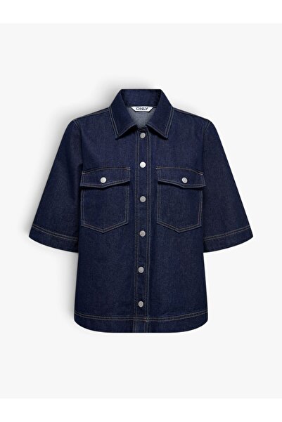 ONLY ONLBELLE S/S SHIRT DNM GUA NOOS Жіноча синя сорочка - 15347084