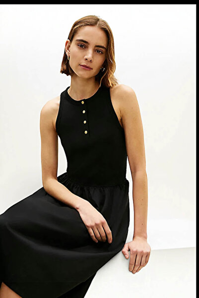 Tommy Hilfiger Kadın GOLD BUTTON POPLIN MIX DRESS WW0WW49628-THBDS