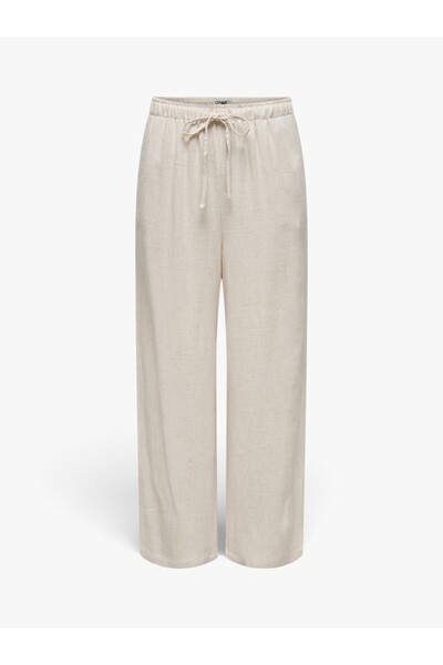 ONLY Women's Beige Trousers with Waist Tie - 15322263