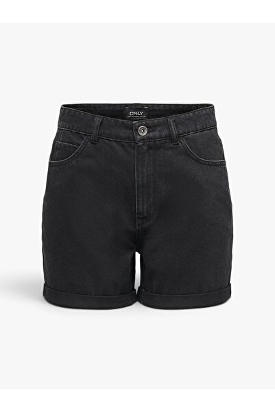 ONLY ONLVEGA HW MOM DNM SHORTS NOOS Γυναικείο μαύρο τζιν σορτς - 15230571