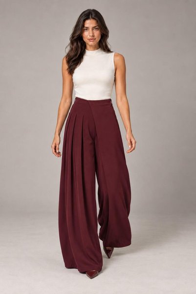ALEXANDERGARDI Asymmetrical Waist Relaxed Fit Wide Leg Pants