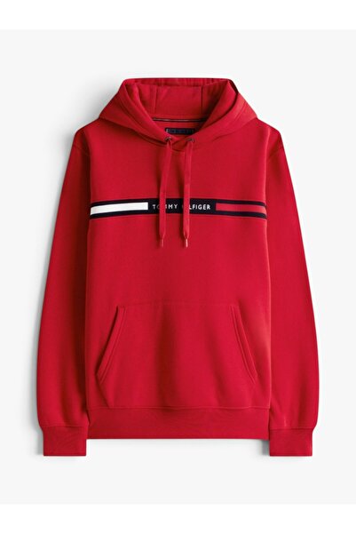 Tommy Hilfiger HILFIGER CHEST INSERT HOODY Erkek Kırmızı Sweatshirt - MW0MW37361