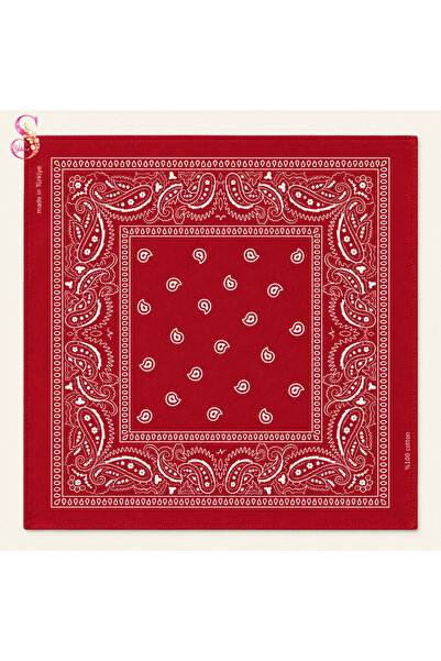 Yshine %100 Pamuk Paisley Desenli 50x50 cm Kadın Bandana Saç ve Boyun Aksesuarı