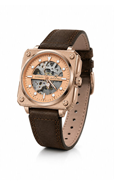 Kronen & Söhne Kronen&Söhne Block Architect Rose Gold Erkek Otomatik Skeleton Kol Saati