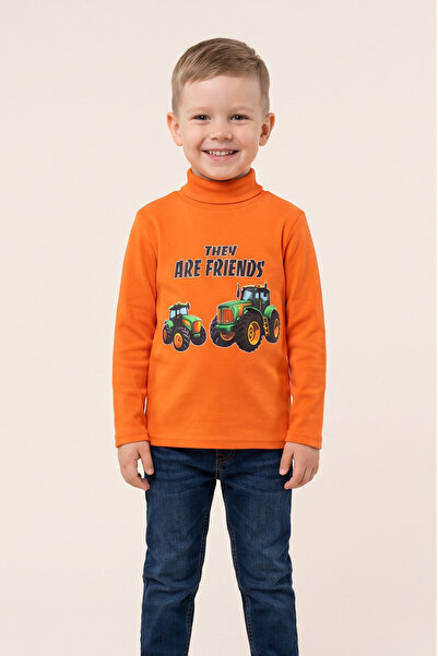 CRASSİ Erkek Çocuk Sweatshirt Uzun Kollu Baskılı Bluz 2 İplik Polarlı Şardonlu